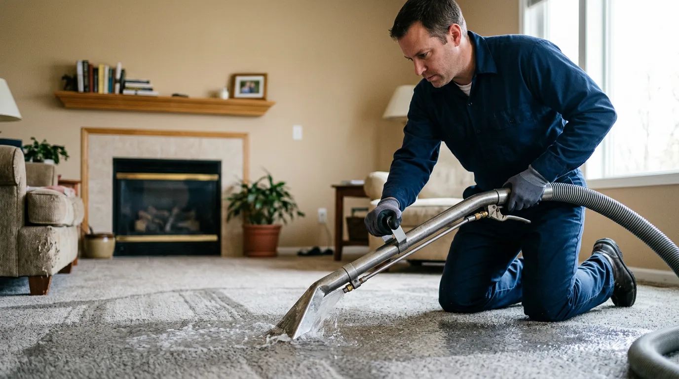 Water damage restoration technician working near Adams, OR